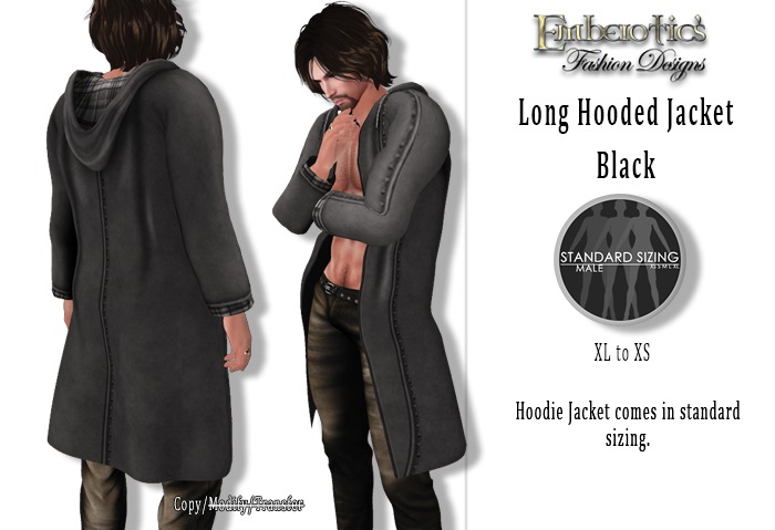 EFDM_40 Long Hooded Jacket Black