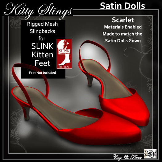 C&F Slink KITTEN Slingbacks - Satin Dolls - Scarlet