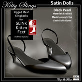 C&F Slink KITTEN Slingbacks - Satin Dolls - Black Pearl