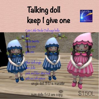 Second Life Marketplace - keep 1 give one talking Dolls
