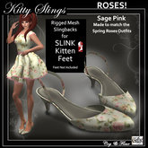 C&F Slink KITTEN Slingbacks - Roses! Sage Pink