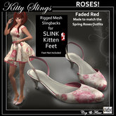 C&F Slink KITTEN Slingbacks - Roses! Faded Red