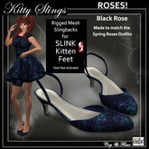 C&F Slink KITTEN Slingbacks - Roses! Black Rose