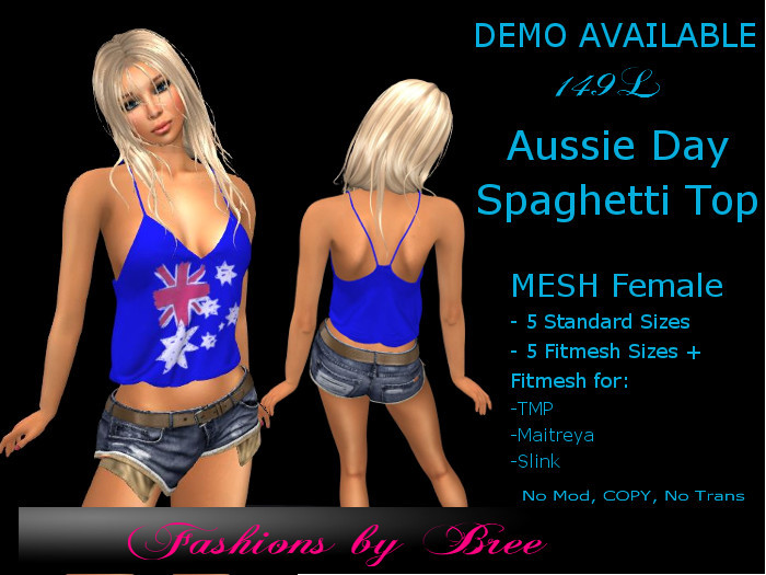 DEMO Aussie Day Fem Top Disressed Flag