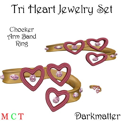 Tri Heart Jewelry Set