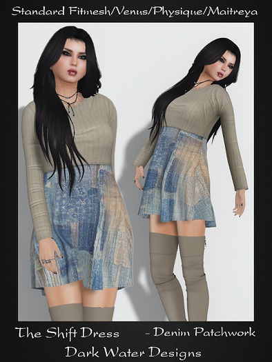 DWD - Shift Dress - Denim Patchwork