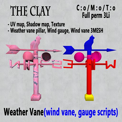 Second Life Marketplace - [The Clay] Weather vane(wind vane_gauge ...