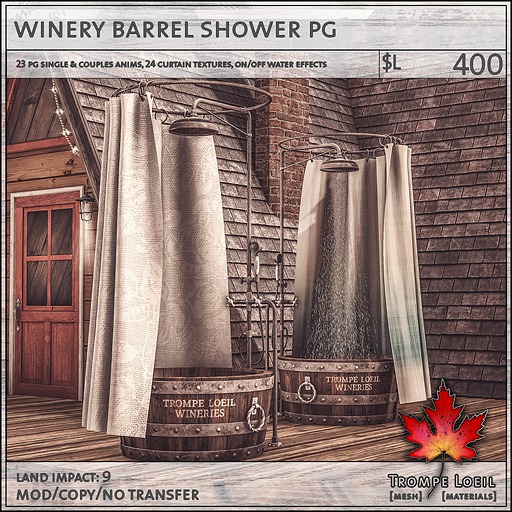 Trompe Loeil - Winery Barrel Shower PG [mesh]
