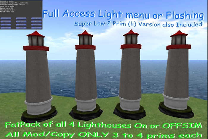 Low prim On/OffSIM Lighthouse with Light Mod Copy 1-4Prims(li) BONUS