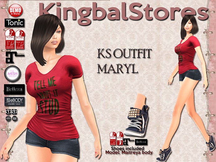 150 KS OUTFIT MARYL SHORT&SHIRT RED LETTERS