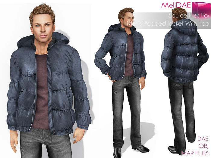 Dae Obj Texture Files For MI Men's Padded Jacket With Top