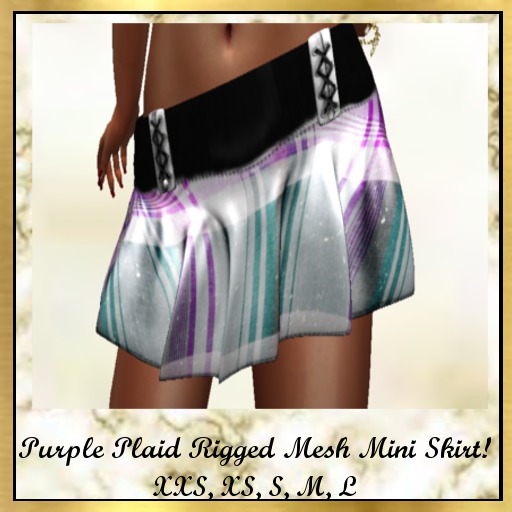 Purple Plaid Rigged Mesh Mini Skirt!