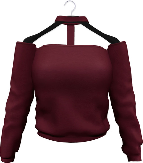 NYU - Choker Off-Shoulder Top, Red