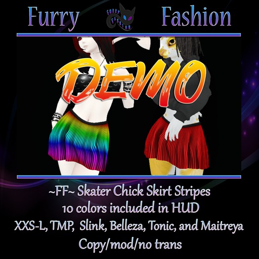 ~FF~ Skater Chick Skirt Stripes DEMO