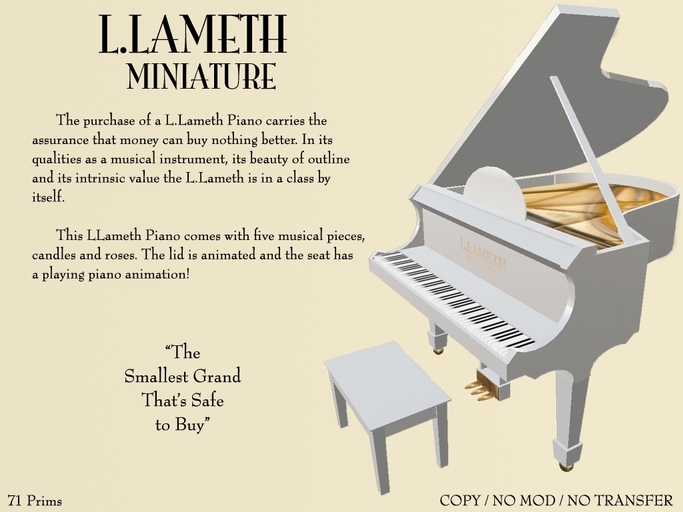 BABY GRAND PIANO - WHITE (plays music)