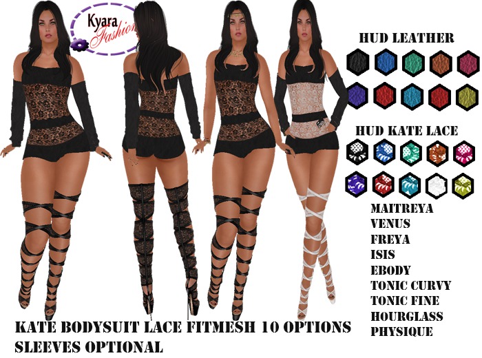Kyarafashion Kate Bodysuit Lace+ Sleeves Fitmesh Hud 10 Options