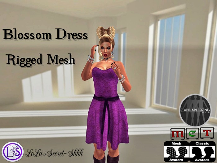 .~LS~BLOSSOM DRESS RIGGED MESH {PURPLE}