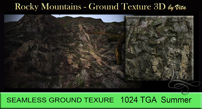 Vita's Textures - ROCKY MOUNTAINS 3D Seamless 1024 2017
