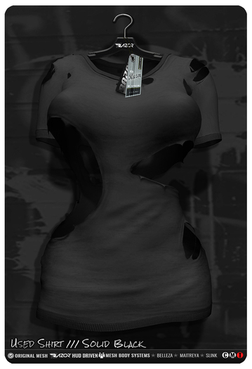 Razor/// Used Shirt - Single Color - Solid Black