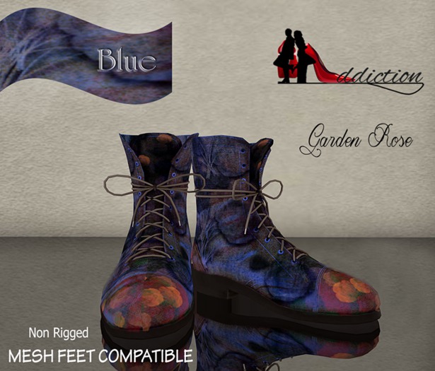{SA}Garden Roses Boots Blue