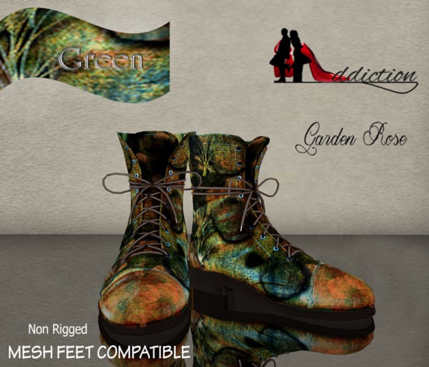{SA}Garden Roses Boots Green