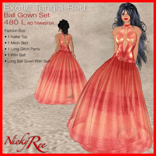 Nicky Ree Gowns - Exotic Tangia Ball Gown-Red