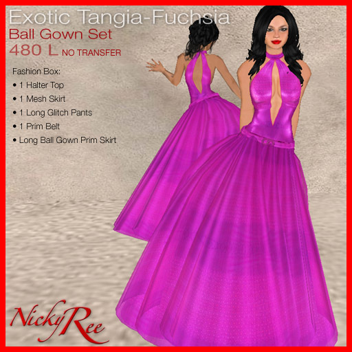 Nicky Ree Gowns - Exotic Tangia Ball Gown-Fuchsia
