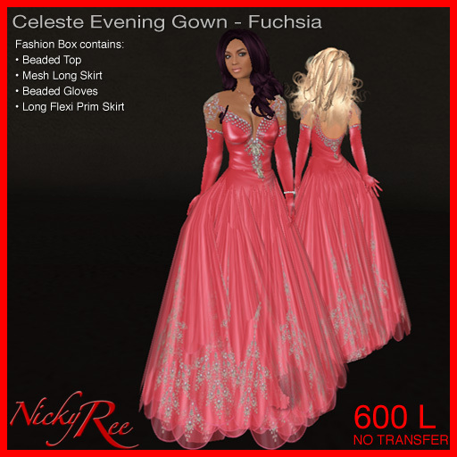 Celeste Evening Gown-Fuchsia