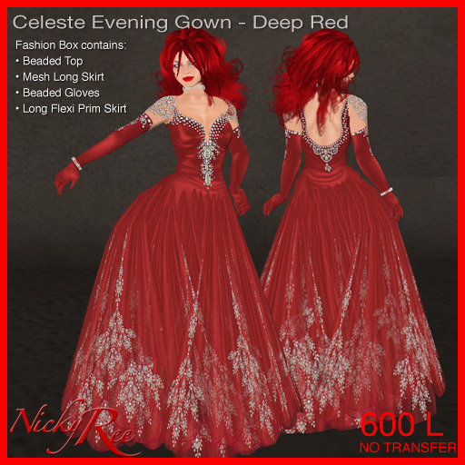 Celeste Evening Gown-Deep Red