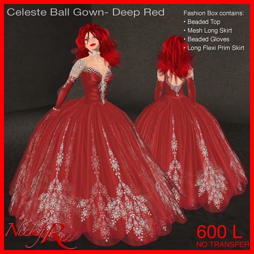 Celeste Ball Gown-Deep Red
