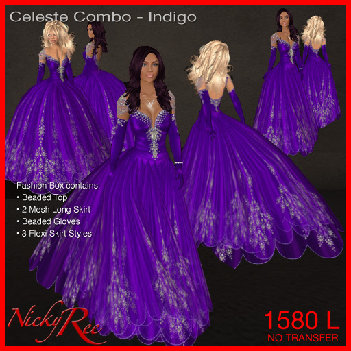Nicky Ree Gowns - Celeste Combo-Indigo