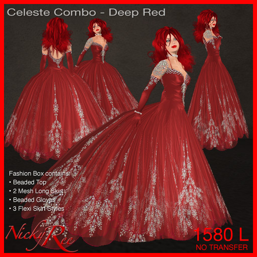 Nicky Ree Gowns - Celeste Combo-Deep Red