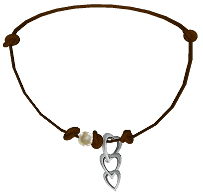 Hearts Silver and Leather Choker