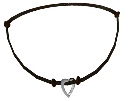 Heart Silver and Leather Choker Mns Sz