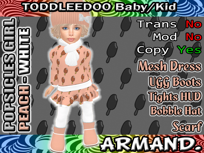 --ARMAND-- POPSICLES GIRL - PEACH-WHITE