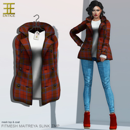 Entice - It's Raining Men Coat - Red Plaid
