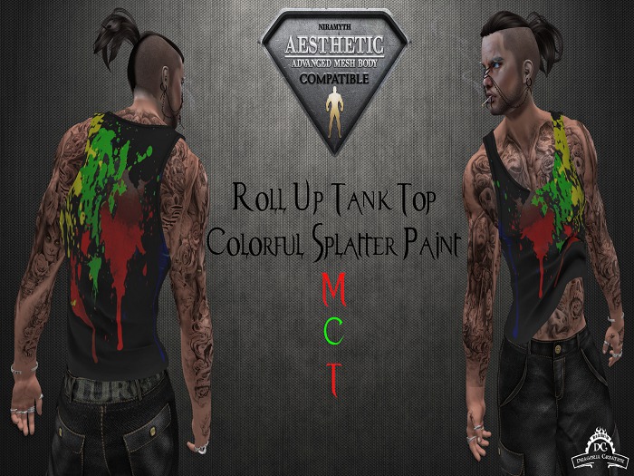*DC* AESTHETIC Roll Up Tank Top - Colorful Splatter Paint