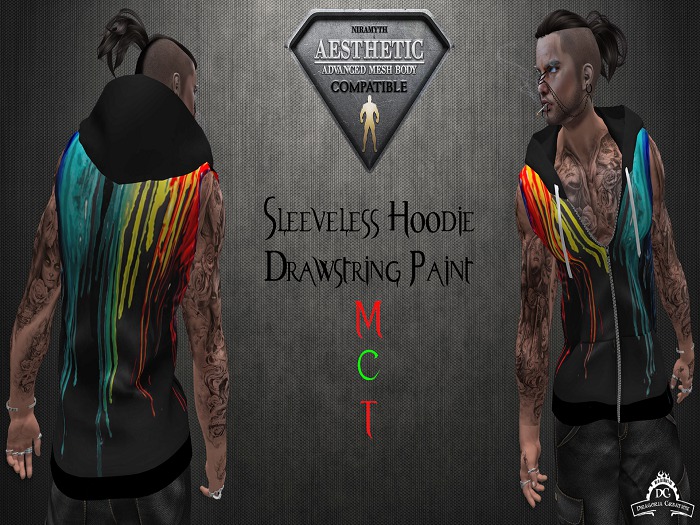 *DC* AESTHETIC Sleeveless Hoodie - Drawstring Paint