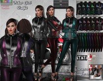 R.F. *Mesh line - Biker girl with hud in 10 colors jacket and leggings 
