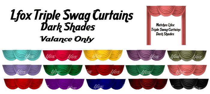lfox Triple Swag Curtains Dark Shades - Valance Only