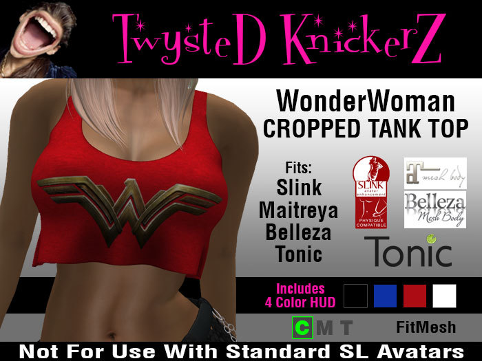 Wonder Woman Mesh Cropped Tank Top