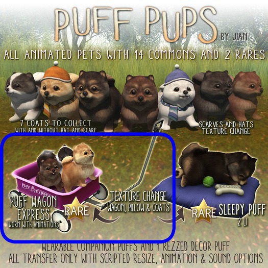 Jian Puff Pups RARE :: Puff Wagon Express (BOX)
