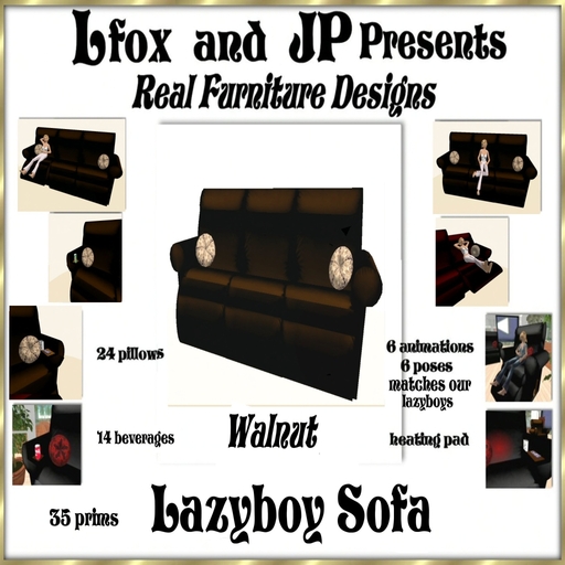 lfox and JP Lazyboy Sofa - Walnut (boxed)