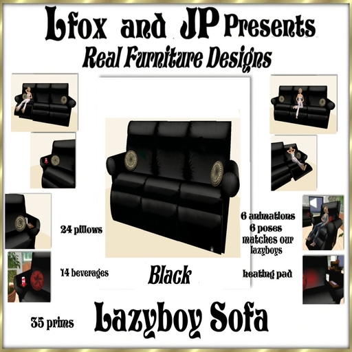 lfox and JP Lazyboy Sofa - Black (boxed)