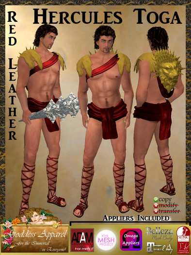 *Goddess* Hercules Toga Costume Red
