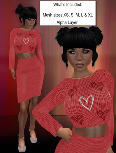 REBECCA PINK HEART KNITTED TWIN SET
