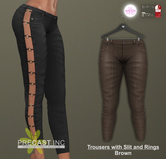 PRECAST Inc. - Trousers with Slit and Rings - brown