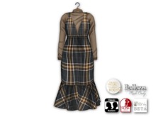 {amiable}Mesh Feminine Check Pattern Maxi Skirt Dress03