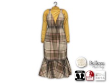 {amiable}Mesh Feminine Check Pattern Maxi Skirt Dress04