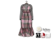 {amiable}Mesh Feminine Check Pattern Maxi Skirt Dress05